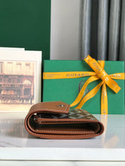 SAINT-GABRIEL WALLET 12 IN TAN CALFSKIN AND BLACK GOYARDINE CANVAS