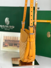 HIRONDELLE BAG 25 IN YELLOW LAMBSKIN AND GOYARDINE CANVAS