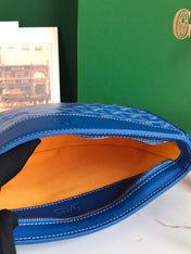 HIRONDELLE BAG 25 IN SAPPHIRE BLUE LAMBSKIN AND GOYARDINE CANVAS