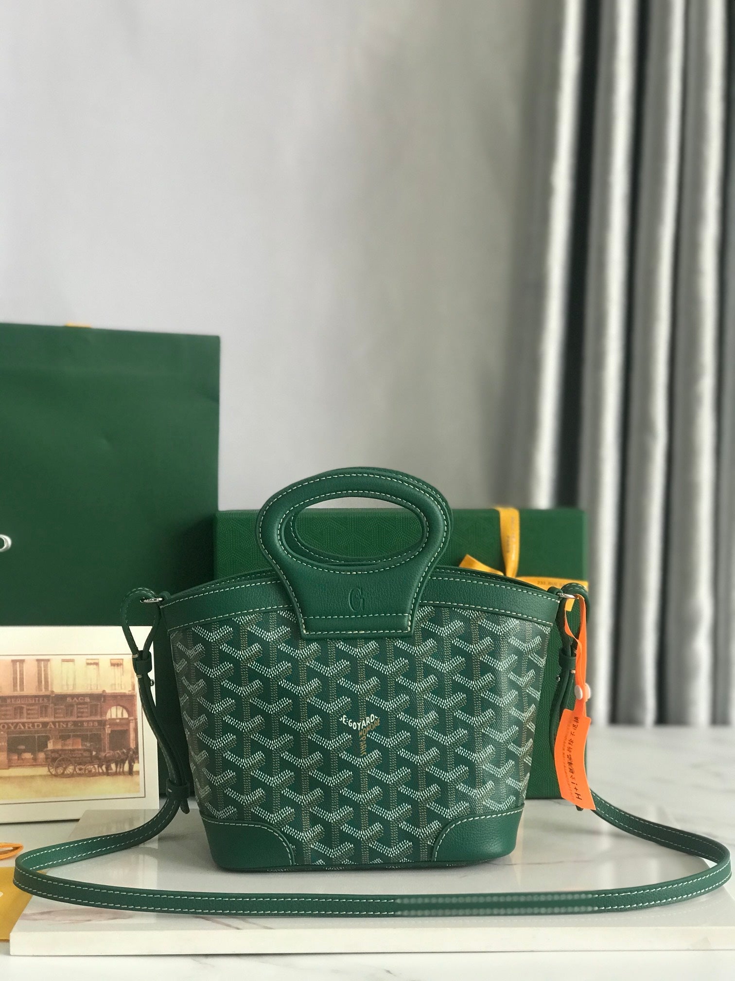 GOYA 26S BELUGA MINI BAG 23MM IN DEEP TEAL GREEN GOYARDINE CANVAS AND CALFSKIN