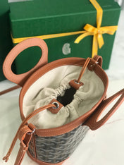 GOYA 26S BELUGA MINI BAG 23MM IN BROWN GOYARDINE CANVAS AND CALFSKIN