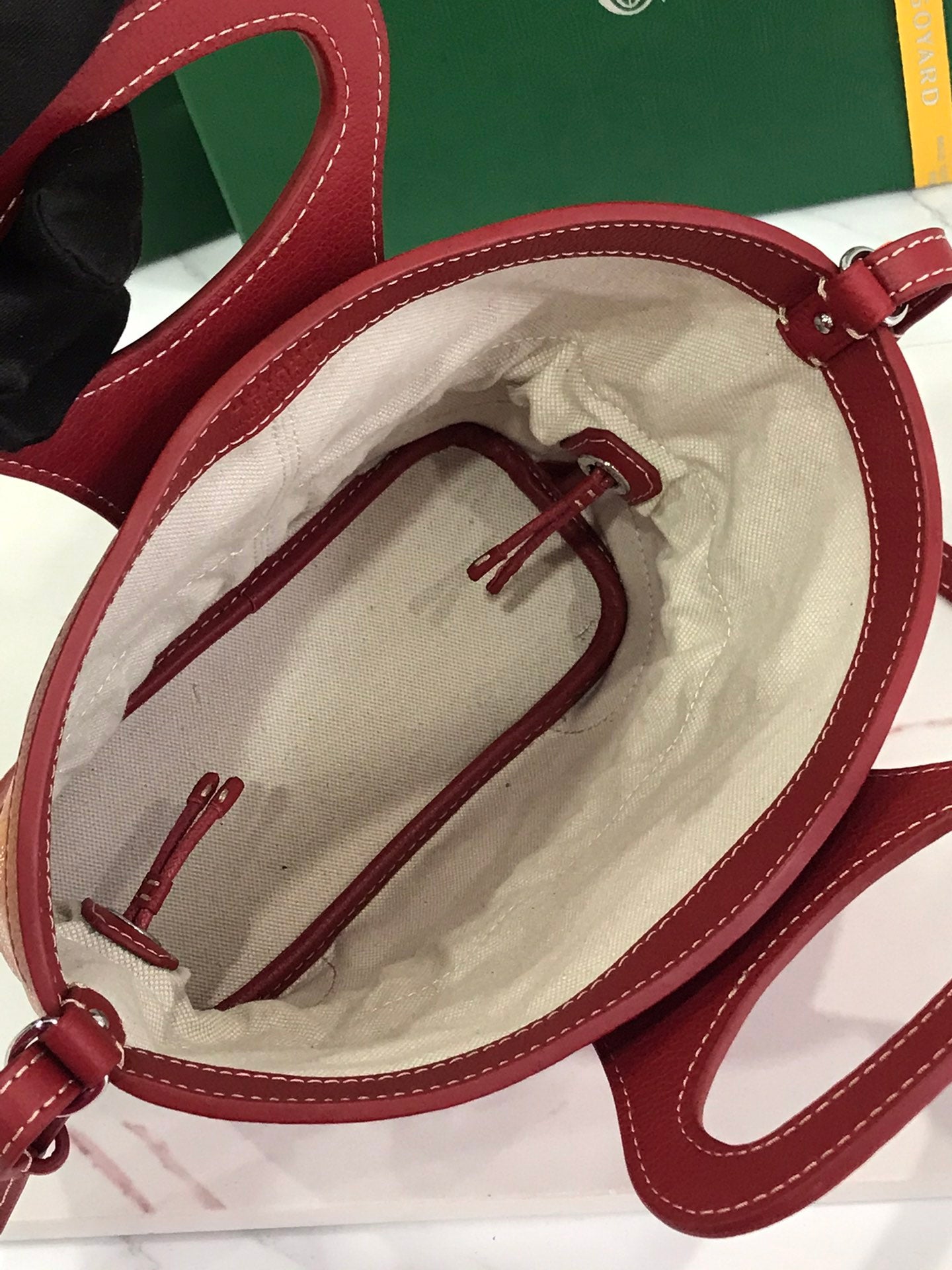 GOYA 26S BELUGA MINI BAG 23MM IN DARK RED GOYARDINE CANVAS AND CALFSKIN