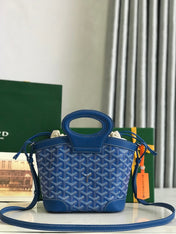GOYA 26S BELUGA MINI BAG 23MM IN BLUE GOYARDINE CANVAS AND CALFSKIN