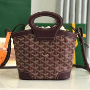 GOYA 26S BELUGA MINI BAG 23MM IN BURGUNDY BROWN GOYARDINE CANVAS AND CALFSKIN