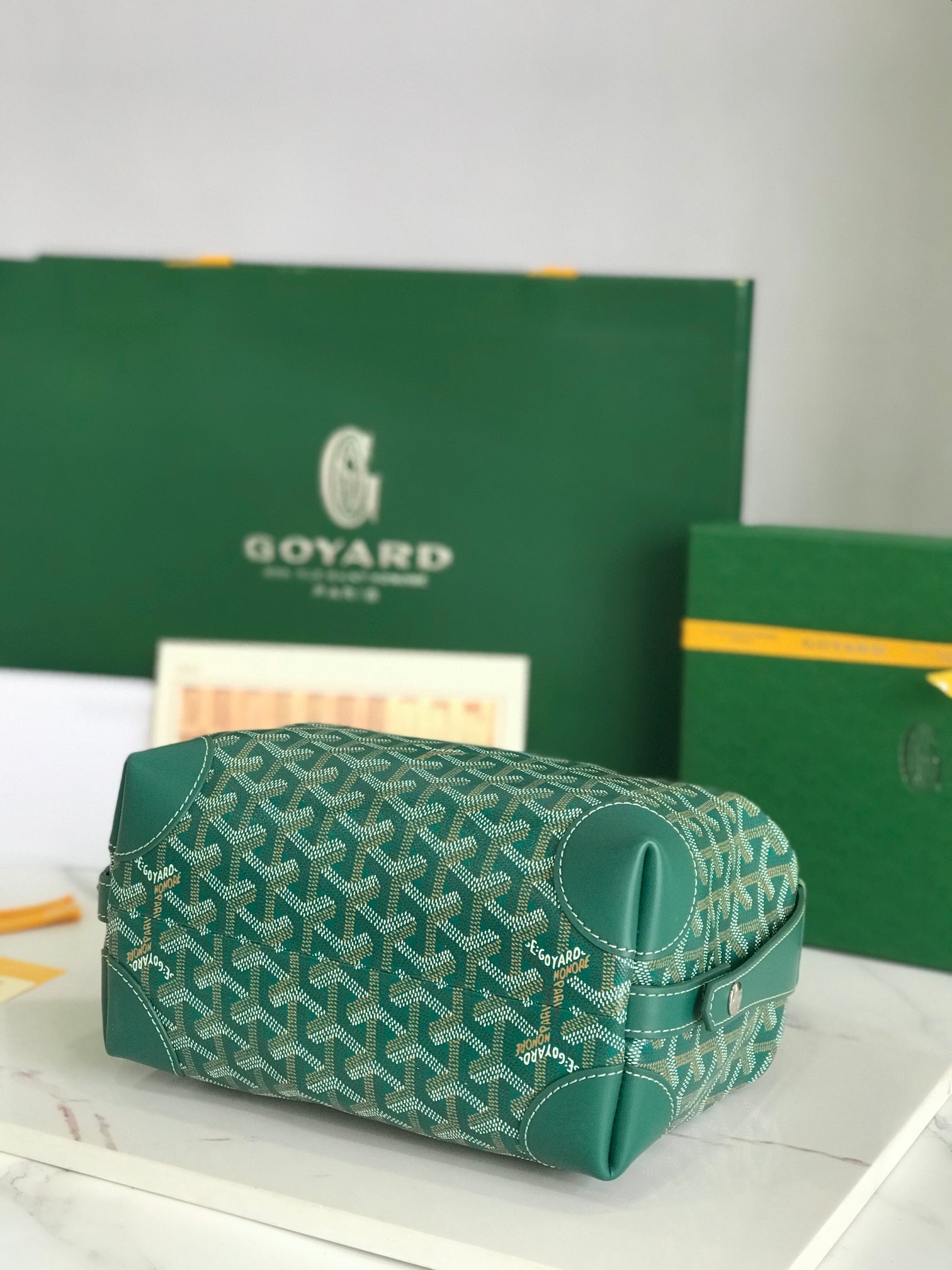 GOYA 26S BOEING 25MM IN DARK GREEN GOYARDINE CANVAS AND CALFSKIN
