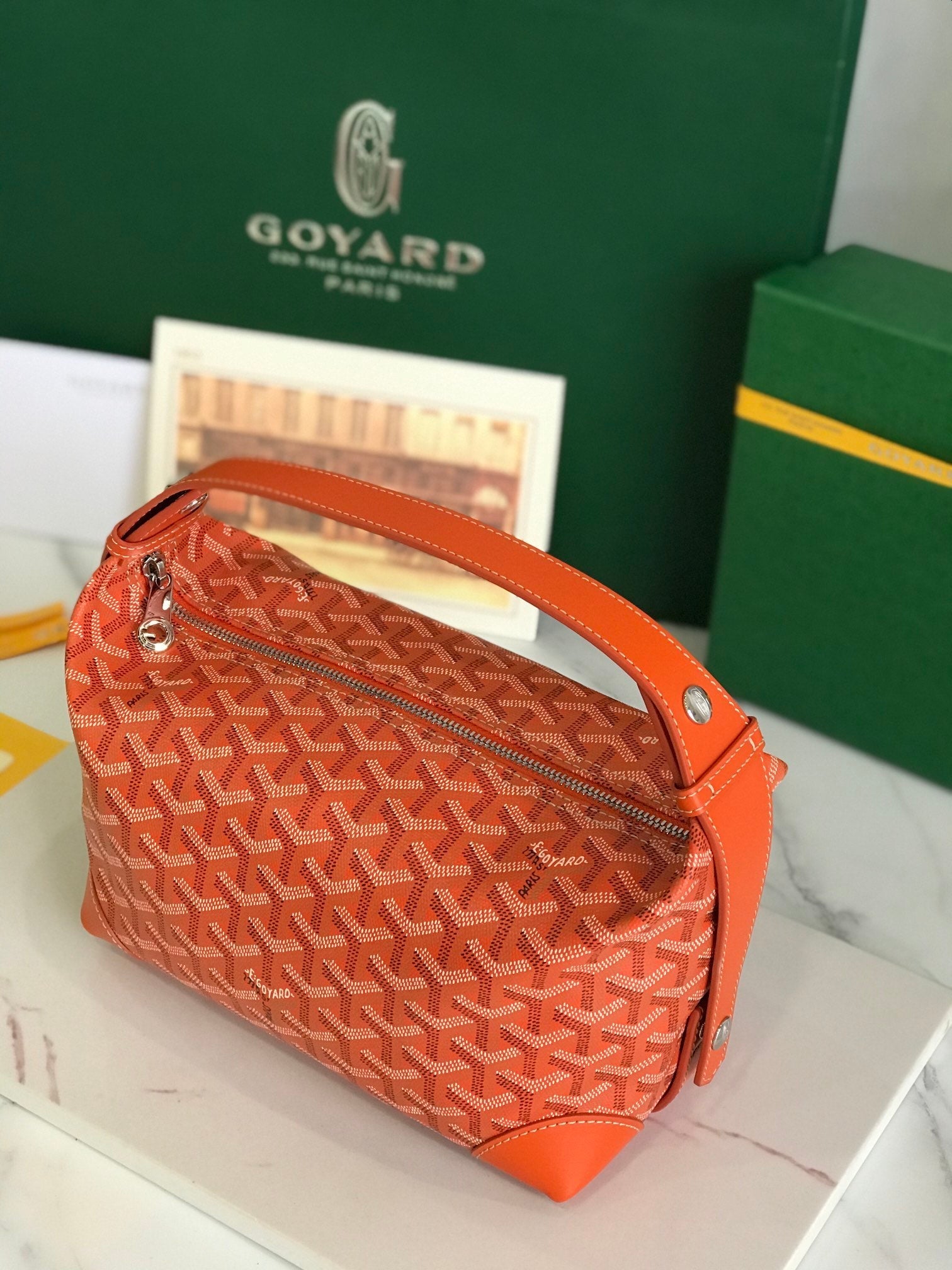 GOYA 26S BOEING 25MM IN ORANGE GOYARDINE CANVAS AND CALFSKIN