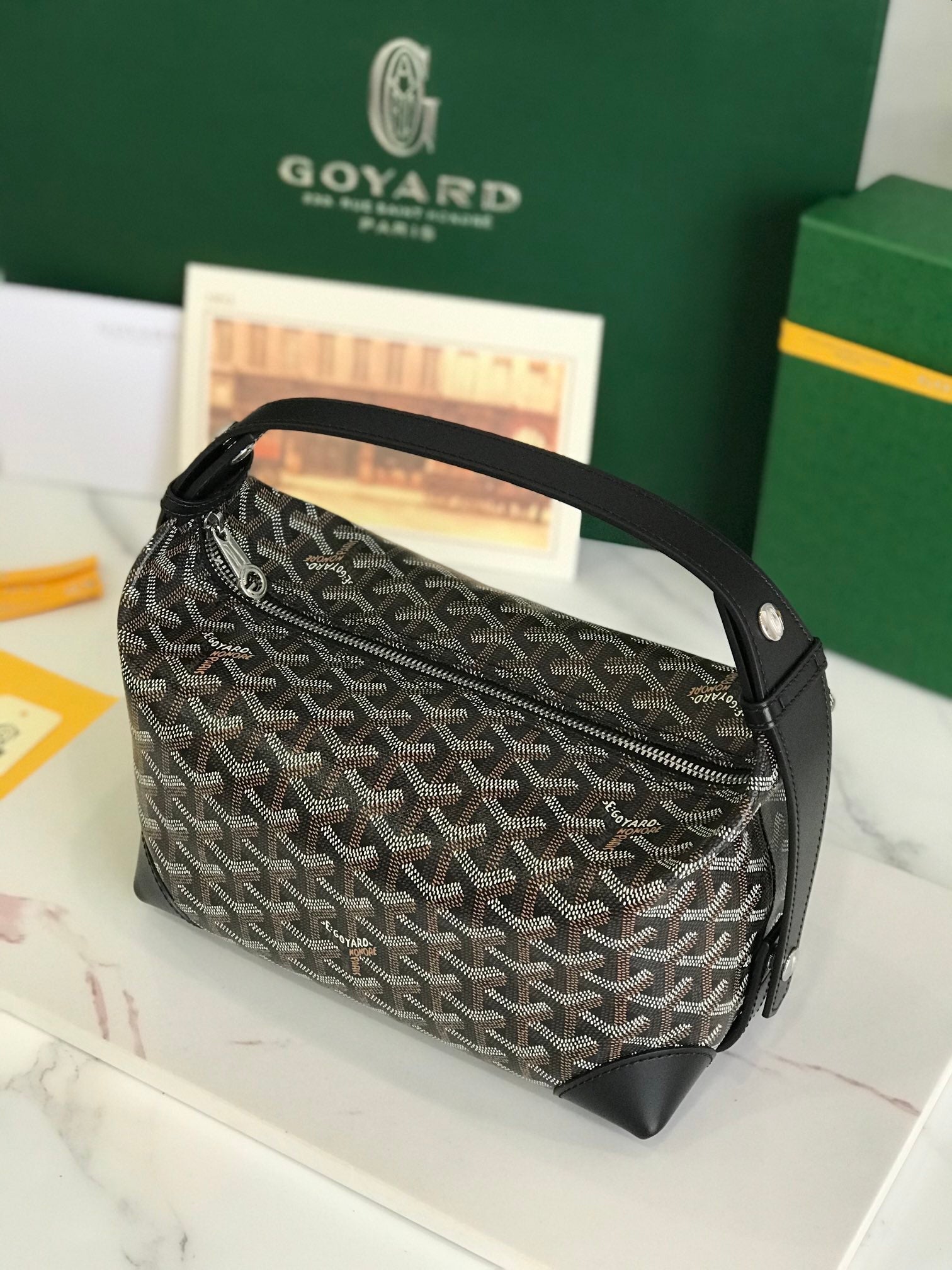GOYA 26S BOEING 25MM IN BLACK GOYARDINE CANVAS AND CALFSKIN