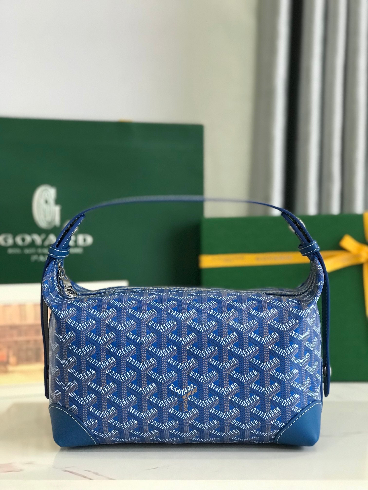 GOYA 26S BOEING 25MM IN DARK BLUE GOYARDINE CANVAS AND CALFSKIN