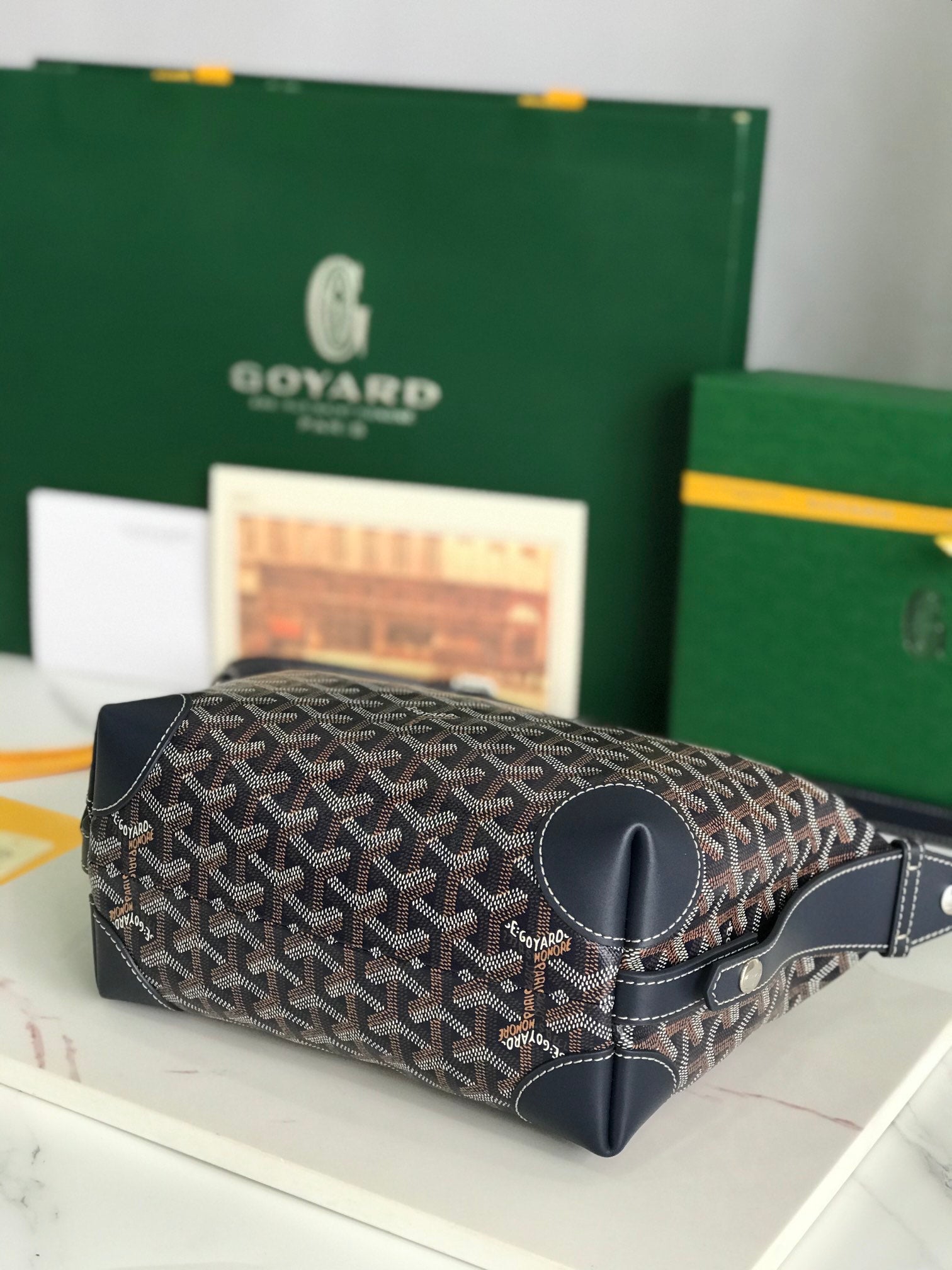GOYA 26S BOEING 25MM IN NAVY BLUE GOYARDINE CANVAS AND CALFSKIN