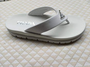 PRADA 26S FLIP FLOPS IN WHITE CALFSKIN WITH LOGO