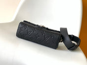 LV 25S SOUL TRUNK 19 IN BLACK EMBOSSED TAURILLON CALFSKIN SILVER HARDWARE