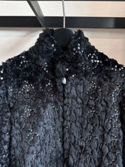 CHANEL 25S VELVET SEQUIN-EMBELLISHED JACKET 464