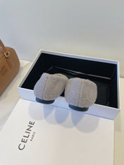 CELINE 26S FLAT SHOES IN LAVENDER GREY WOOL