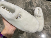 PRADA 26S SLIPPERS IN WHITE WOOL
