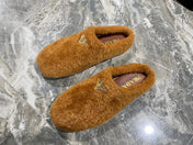 PRADA 26S SLIPPERS IN CARAMEL BROWN WOOL