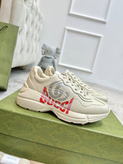 GG RHYTON TRAINER WHITE LAMBSKIN WITH H LETTER