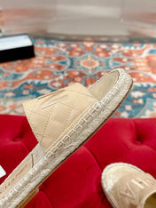 FLAT SLIPPERS IN BEIGE LAMBSKIN MIX WOVEN