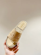 FLAT SLIPPERS IN BEIGE LAMBSKIN MIX WOVEN