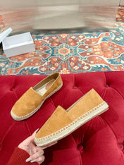 ESPADRILLES PEANUT BROWN SUEDE EMBOSSED LOGO
