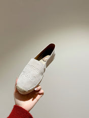 ESPADRILLES WHITE SUEDE EMBOSSED LOGO