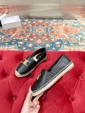 ESPADRILLES BLACK LAMBSKIN GOLD TRIOMPHE