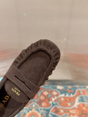 PRADA 26S LOAFERS 25MM IN CHOCOLATE BROWN SUEDE