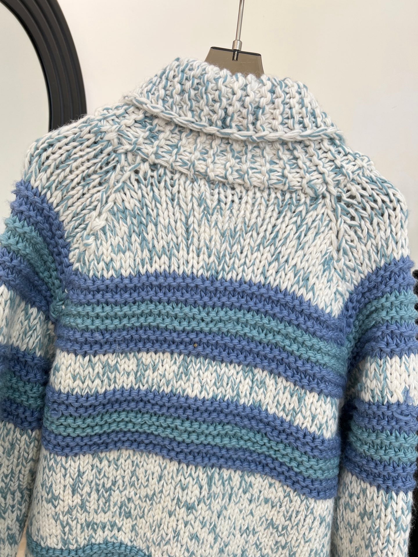 CHANEL 25S BLUE STRIPED CARDIGAN 620415