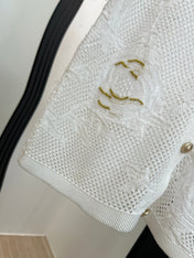 CHANEL 26S BUTTON-UP SHORT-SLEEVE KNIT TOP STYLE 1159