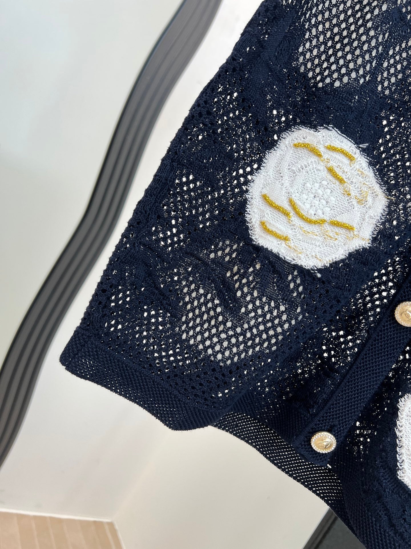 CHANEL 26S BUTTON-UP SHORT-SLEEVE KNIT TOP STYLE 1158