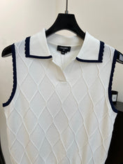 CHANEL 26S SLEEVELESS POLO KNIT TOP STYLE 1151