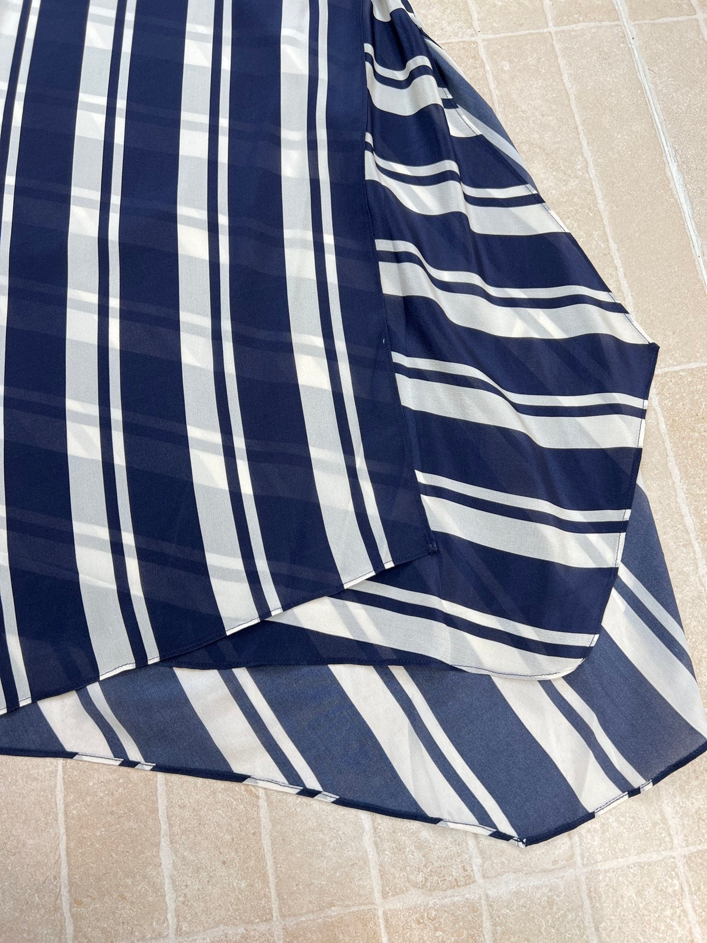 RALPH LAUREN 26S STRIPED SILK MIDI SKIRT 353