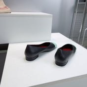 CHANEL 26S FLATS IN BLACK LAMBSKIN WITH MINT GREEN CAP TOE