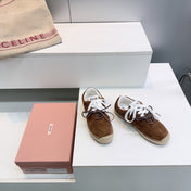 MIUMIU 26S LACE UP ESPADRILLE SNEAKERS IN DARK BROWN SUEDE ROPE SOLE
