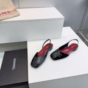 CHANEL 26S FLAT SLINGBACK IN BLACK SUEDE AND LAMBSKIN