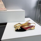 CHANEL 26S FLAT SLINGBACK IN GOLD LAMBSKIN AND BLACK SUEDE