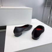 CHANEL 26S SQUARE-TOE FLATS IN BLACK LAMBSKIN AND SUEDE
