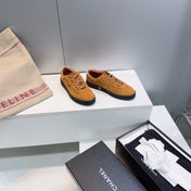 CHANEL 26S GUM SOLE SNEAKERS IN MUSTARD BROWN SUEDE