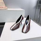 CHANEL 26S HIGH HEELS 100 MM IN BREDDISH BROWN CROCODILE-EMBOSSED CALFSKIN