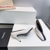 CHANEL 26S HIGH HEELS 100 MM IN WHITE CALFSKIN
