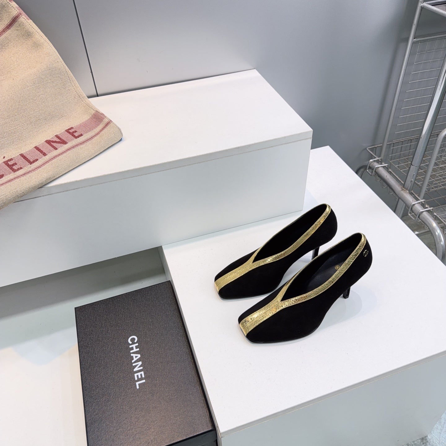 CHANEL 26S HIGH HEELS 100 MM IN BLACK SUEDE