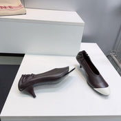 CHANEL 26S COLOR-BLOCK HIGH HEELS 45 MM IN DARK BROWN LAMBSKIN