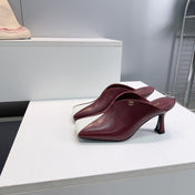 CHANEL 26S HIGH-HEEL MULES 70 MM IN WHITE AND RED LAMBSKIN