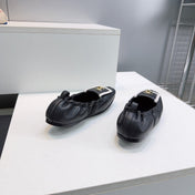 CHANEL 26S BALLERINA FLATS IN BLACK WITH WHITE TRIM LAMBSKIN
