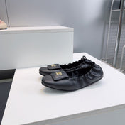 CHANEL 26S BALLERINA FLATS IN BLACK LAMBSKIN