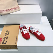 MIUMIU 26S NEW BALANCE SNEAKERS IN DARK RED SUEDE & FABRIC