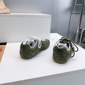 MIUMIU 26S NEW BALANCE SNEAKERS IN OLIVE GREEN SUEDE & FABRIC