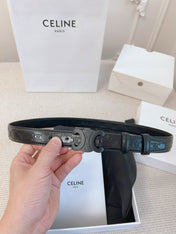 CELINE 25S BELT 25MM TRIOMPHE IN BLACK CALFSKIN 563334