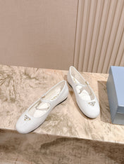 PRADA 25S BALLERINAS IN WHITE CALFSKIN GLOSSY