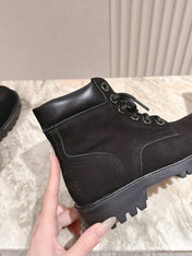 CELINE 25S MARTIN BOOTS IN BLACK CALFSKIN