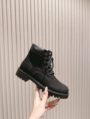 CELINE 25S MARTIN BOOTS IN BLACK CALFSKIN